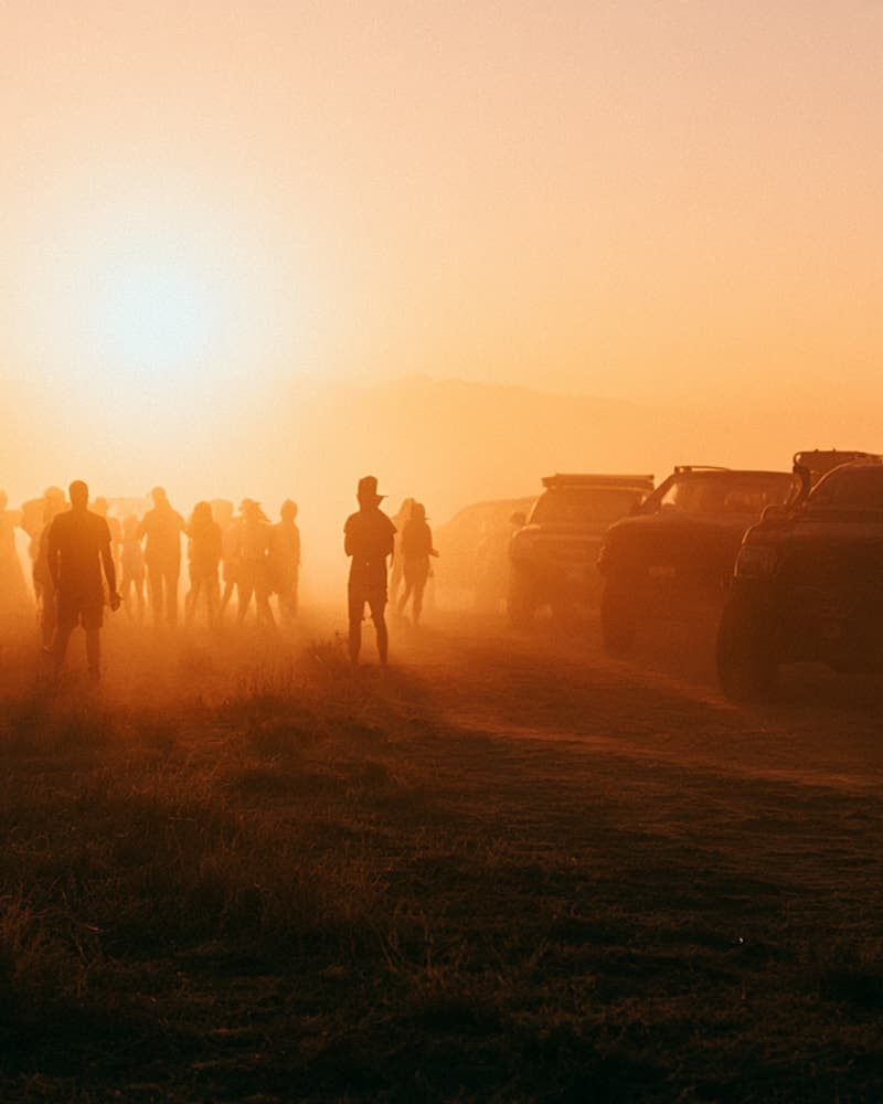 Dirt Devils Adventures convoy at sunrise